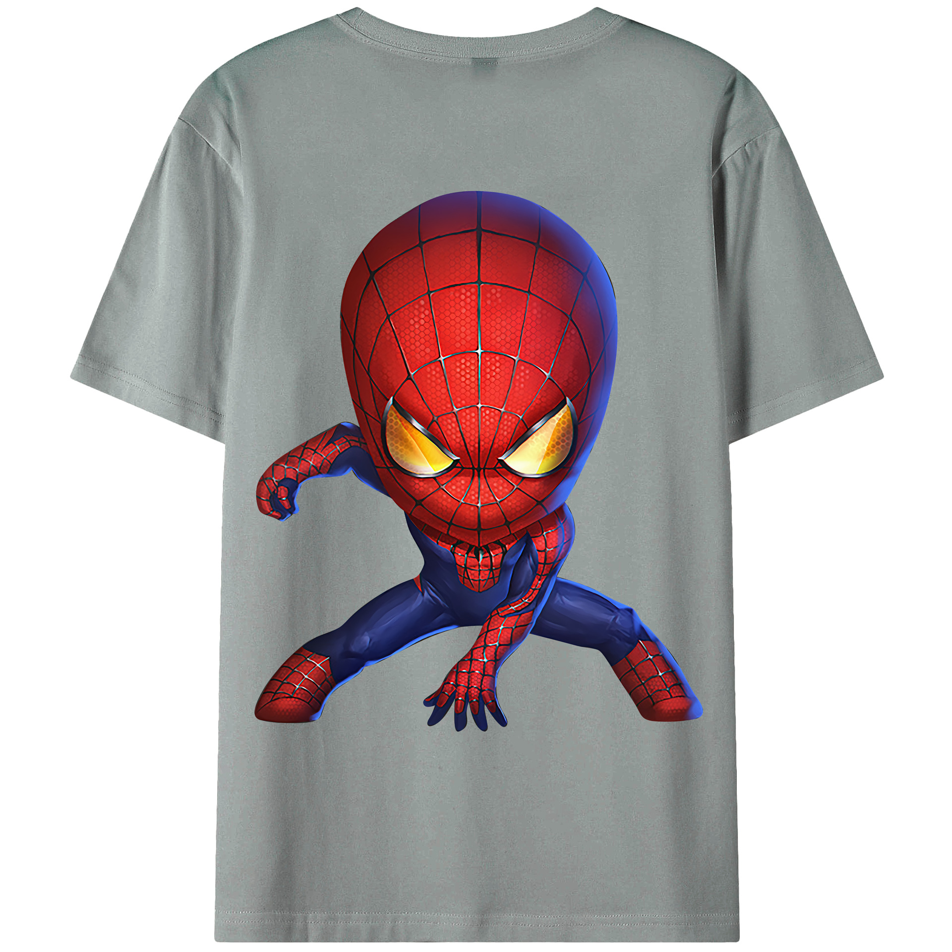 （画像用） Spider Man スパイダーマン 綿100％ メンズ半袖Tシャツ（バックプリント） 通気性